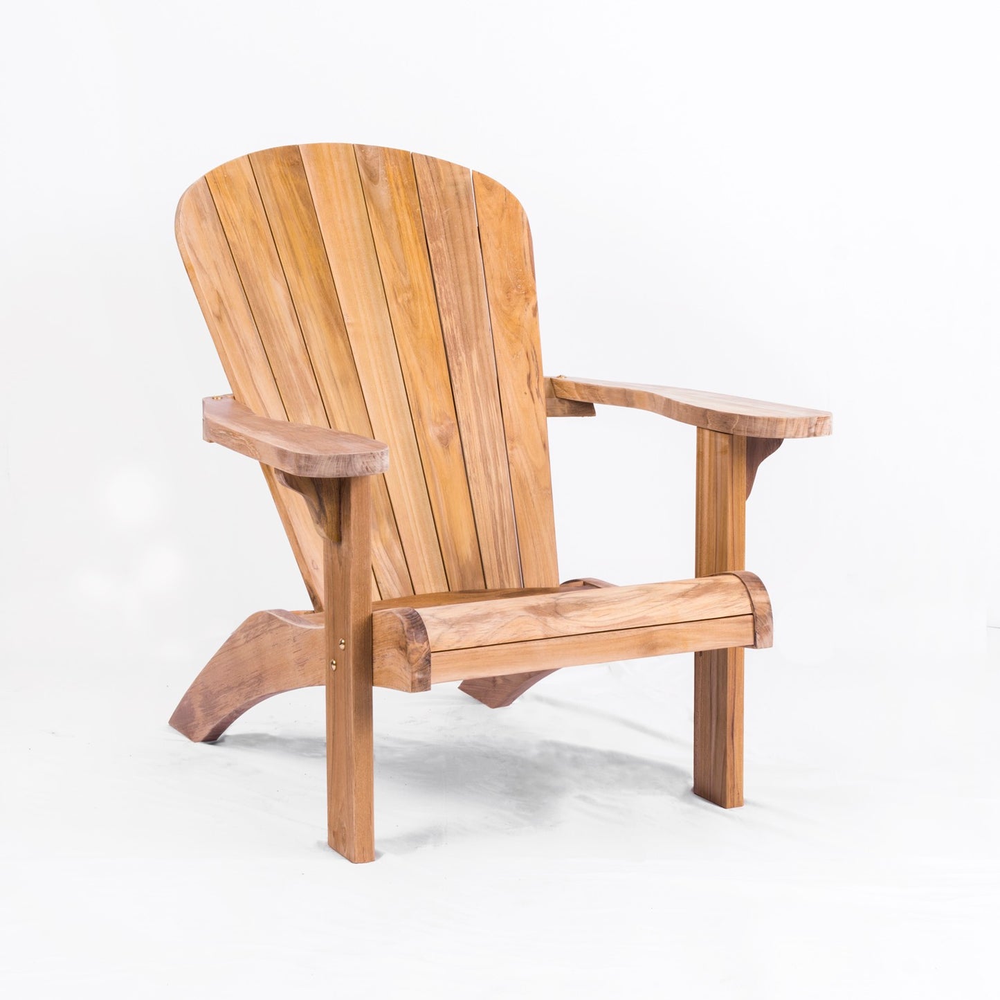 Outdoor Teak Adirondack Lounge Chair With Ottoman