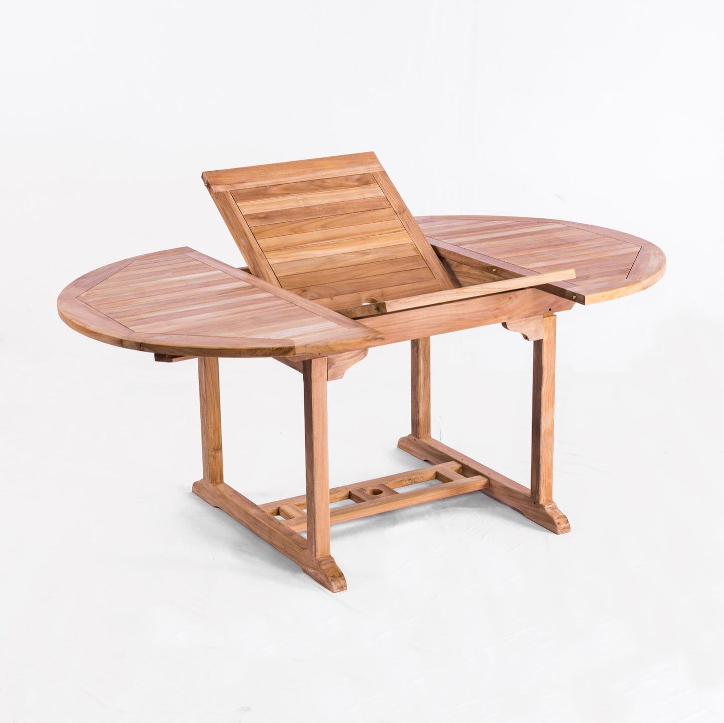 Extendable Round to Oval Teak Outdoor Dining Table - Seats 4 to 6