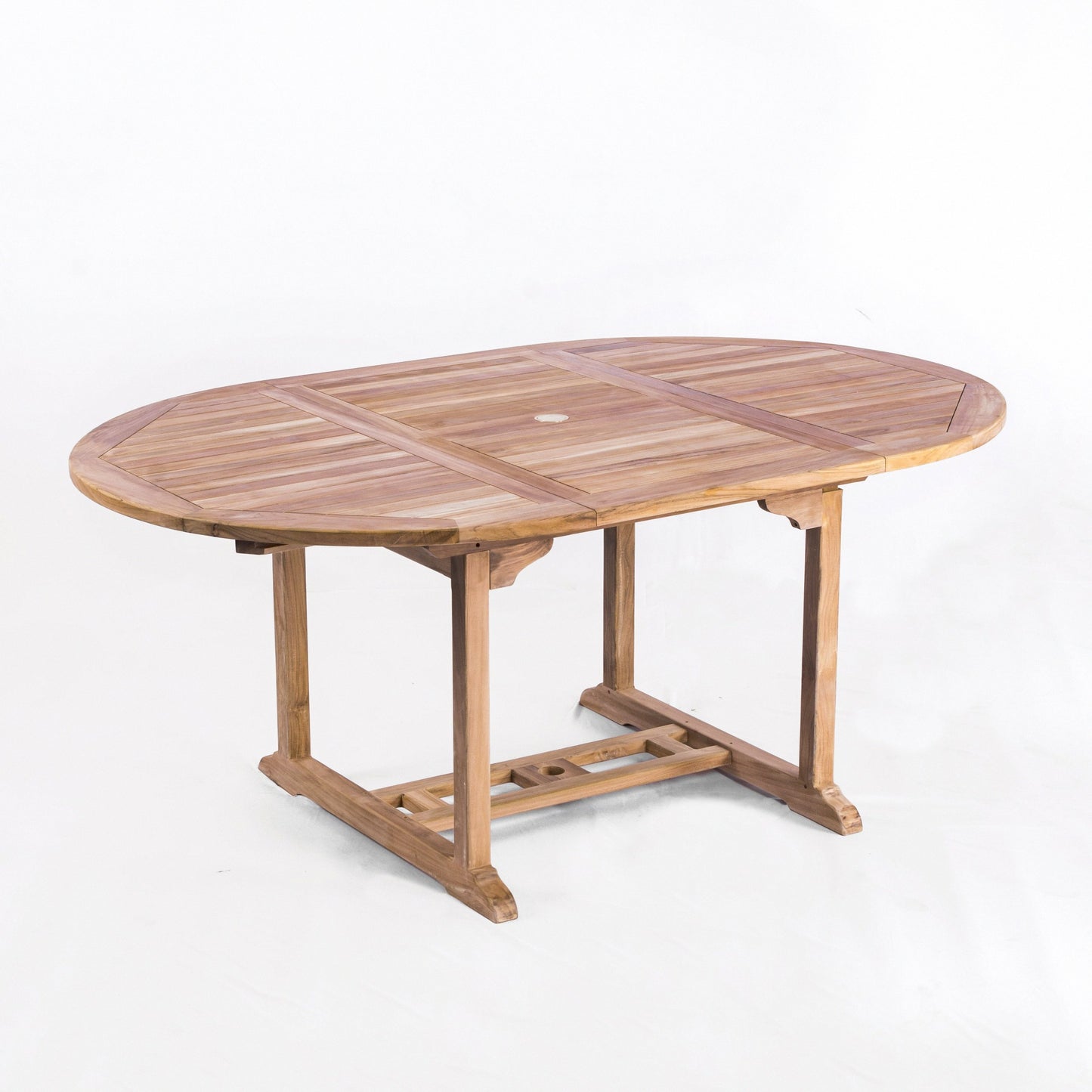 Extendable Round to Oval Teak Outdoor Dining Table - Seats 4 to 6