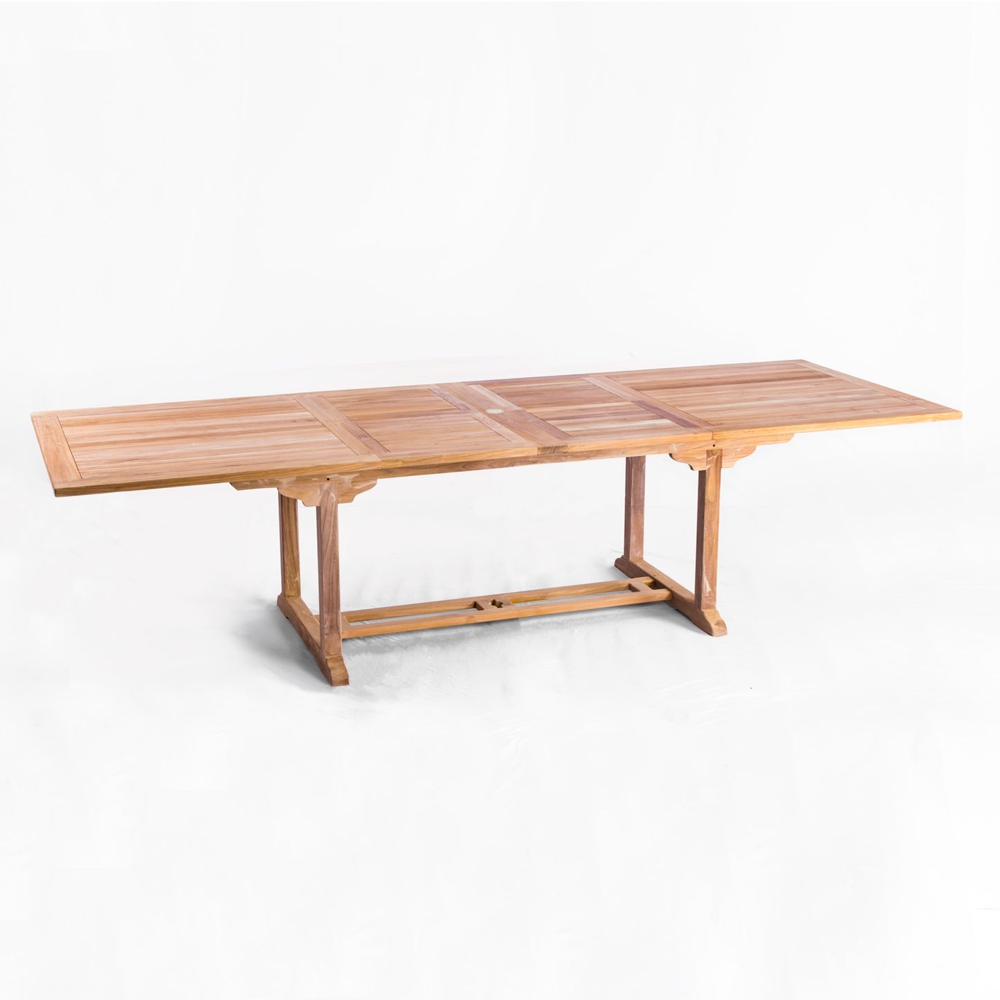 Extendable Double Leaf Rectangular Outdoor Teak Dining Table - Seats 6 to 10