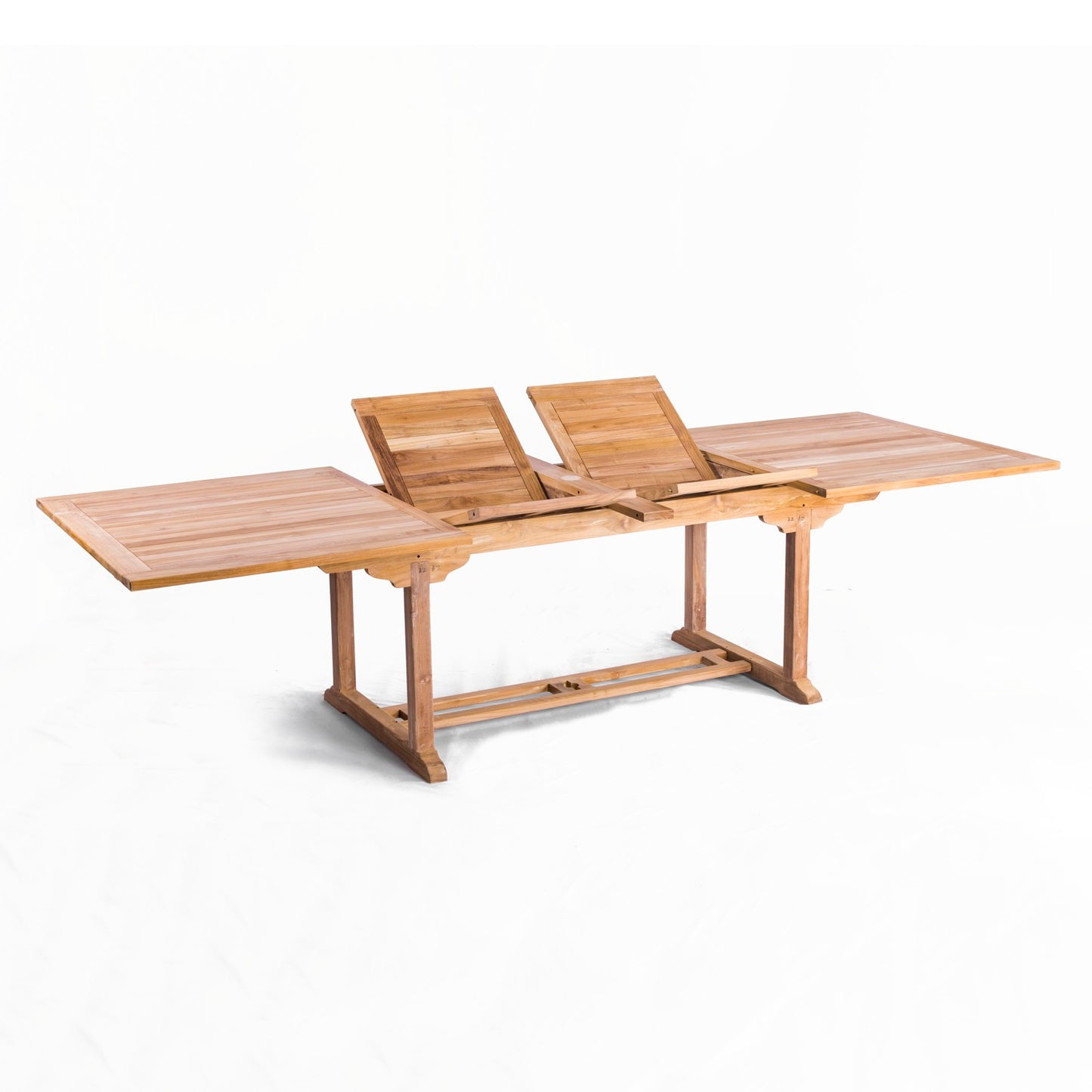Extendable Double Leaf Rectangular Outdoor Teak Dining Table - Seats 6 to 10