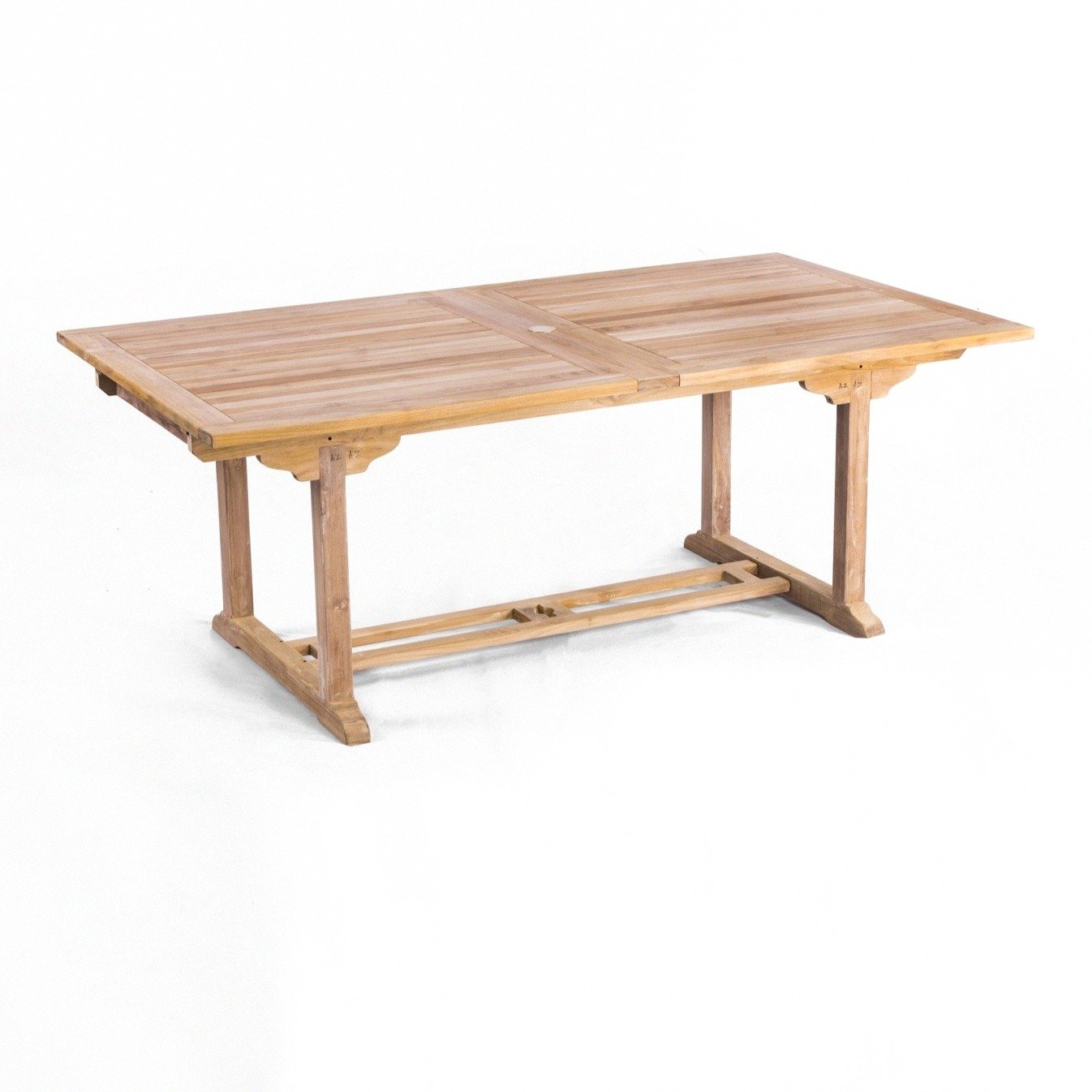 Extendable Double Leaf Rectangular Outdoor Teak Dining Table - Seats 6 to 10