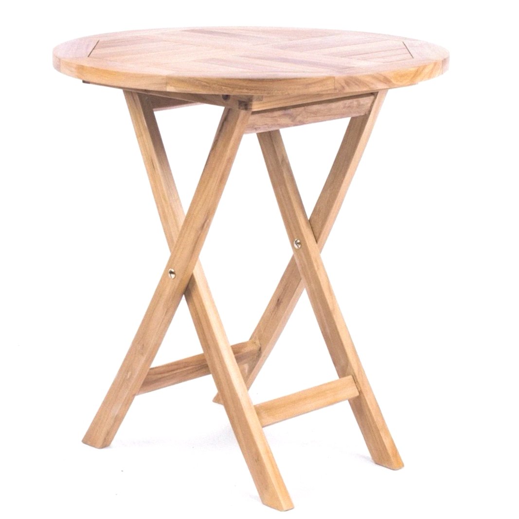Round Outdoor Teak Folding Bistro Table - Seats 2
