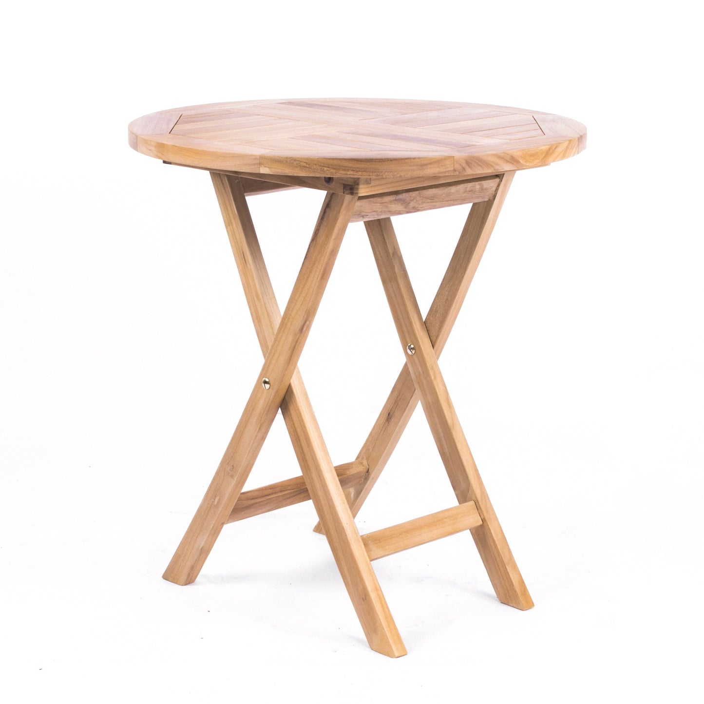 Round Outdoor Teak Folding Bistro Table - Seats 2