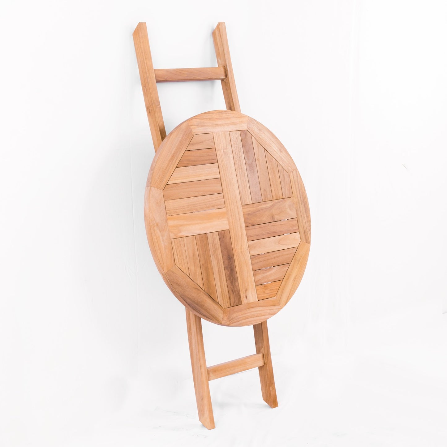Round Outdoor Teak Folding Bistro Table - Seats 2