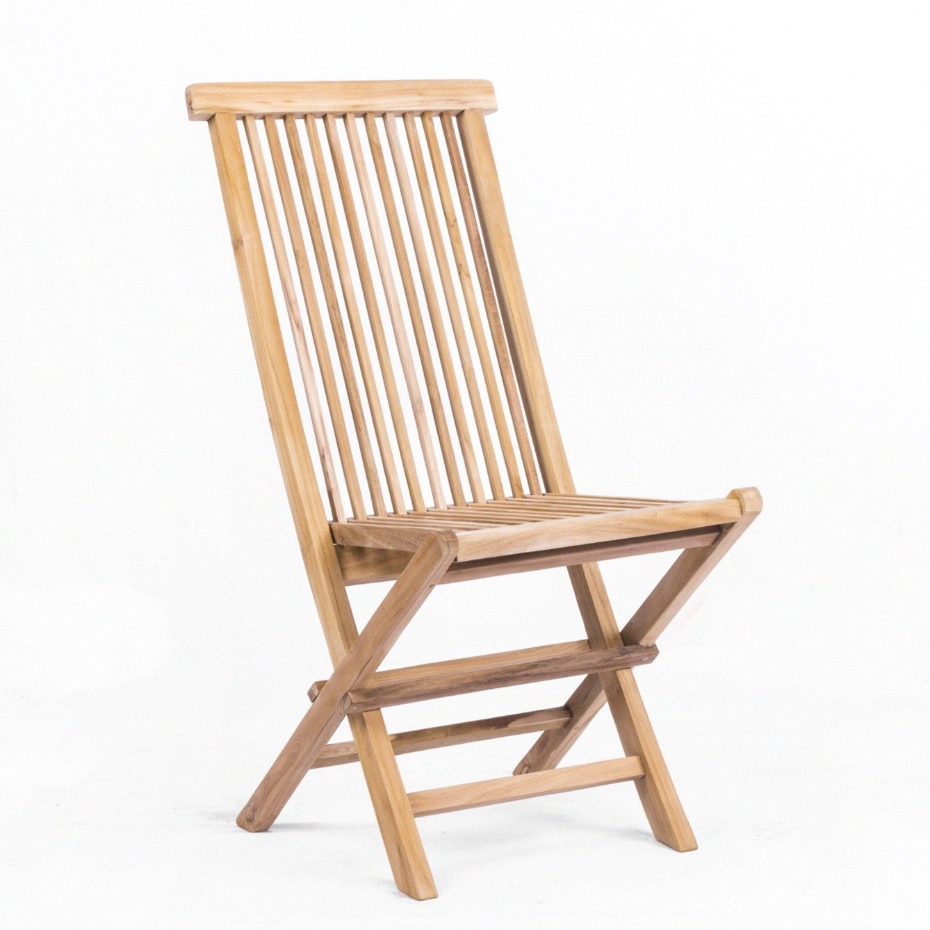 Teak Folding High Back Chair