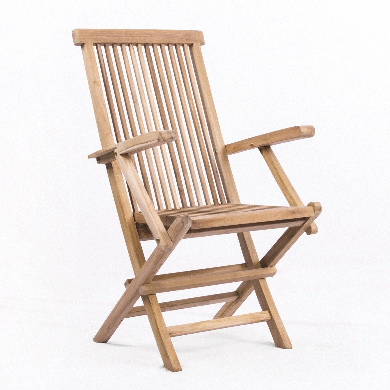 Teak Folding High Back Chair With Arms