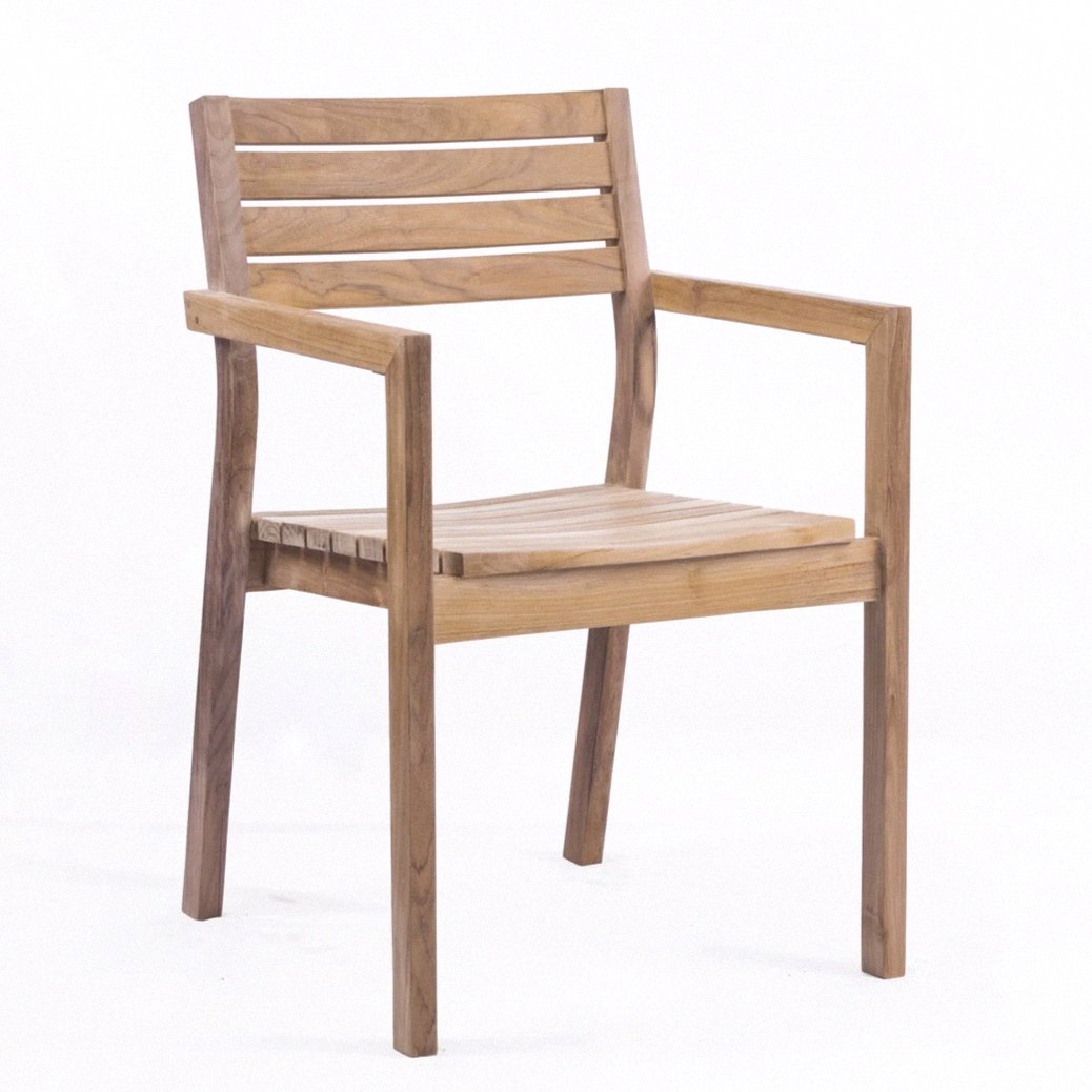 Arjuna Teak Stacking Outdoor Dining Chair With Arms