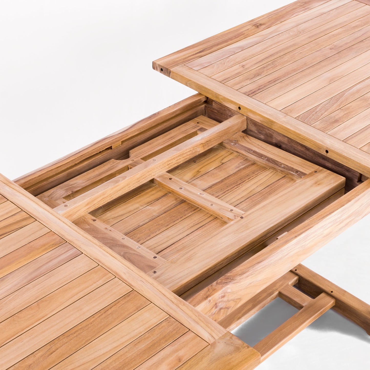 Extendable Rectangular Outdoor Teak Dining Table - Seats 6 to 8